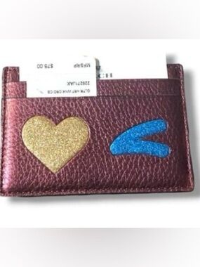 Coach purple metallic card holder  nwt 4x3”